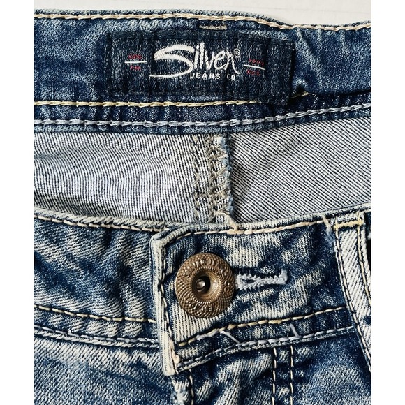 Vintage Silver Jeans Womens 28 X 25 Blue Suki Skinny Crop Y2K Distressed Western - Picture 5 of 6